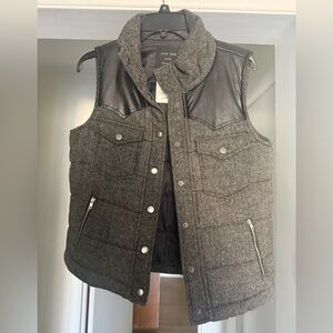 Love Tree Gray Quilted Vest with Faux Leather NWT